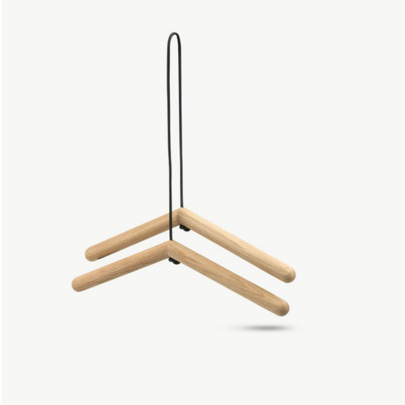 汐岩 | 北欧衣架子后挂衣钩挂衣架卧室小衣撑实木晾衣架 原木色双头衣架