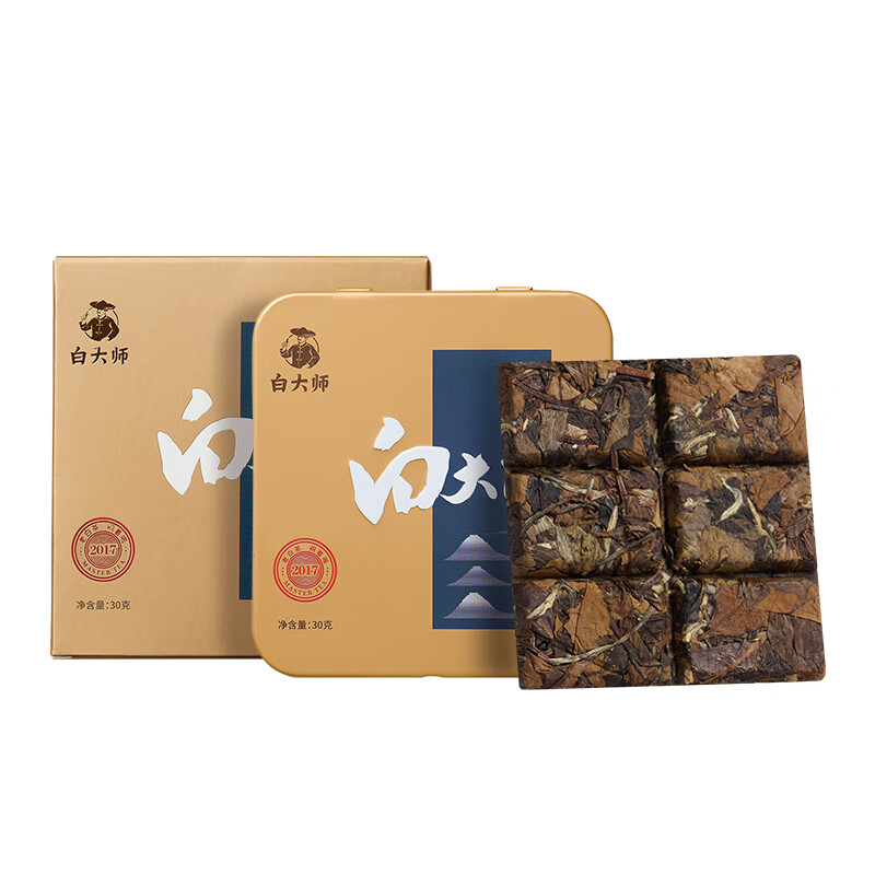 白大师 2017年 白茶小方片福鼎白茶寿眉 30g