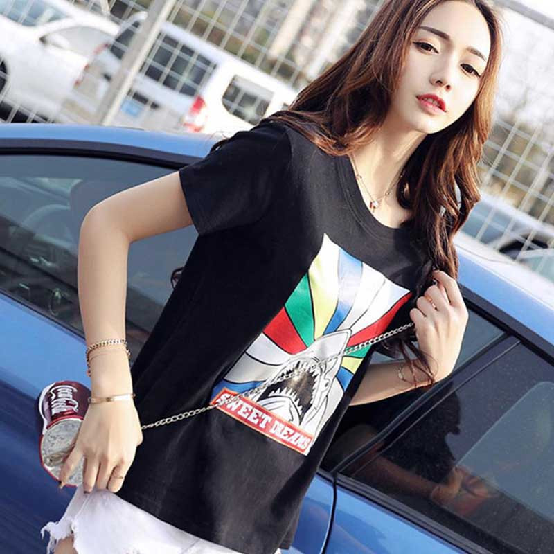 女装 #百搭穿就对了网红同款半截袖衣服hip-hop奇葩快手同款夏T恤
