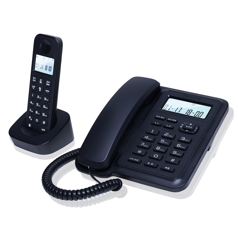 飞利浦(Philips)DCTG167一拖一数字无绳电话机办公家用无线固定座机电话子母机商用免提通话功能黑色)高清大图