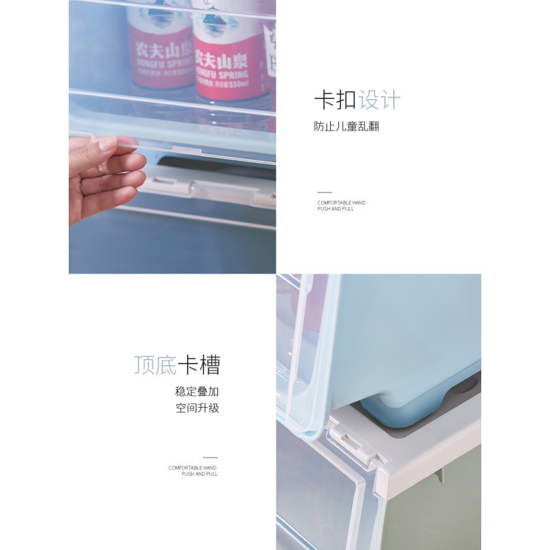 塑料收纳箱透明前开式收纳盒零食儿童玩具整理箱侧开厨房储物箱 三维工匠高清大图