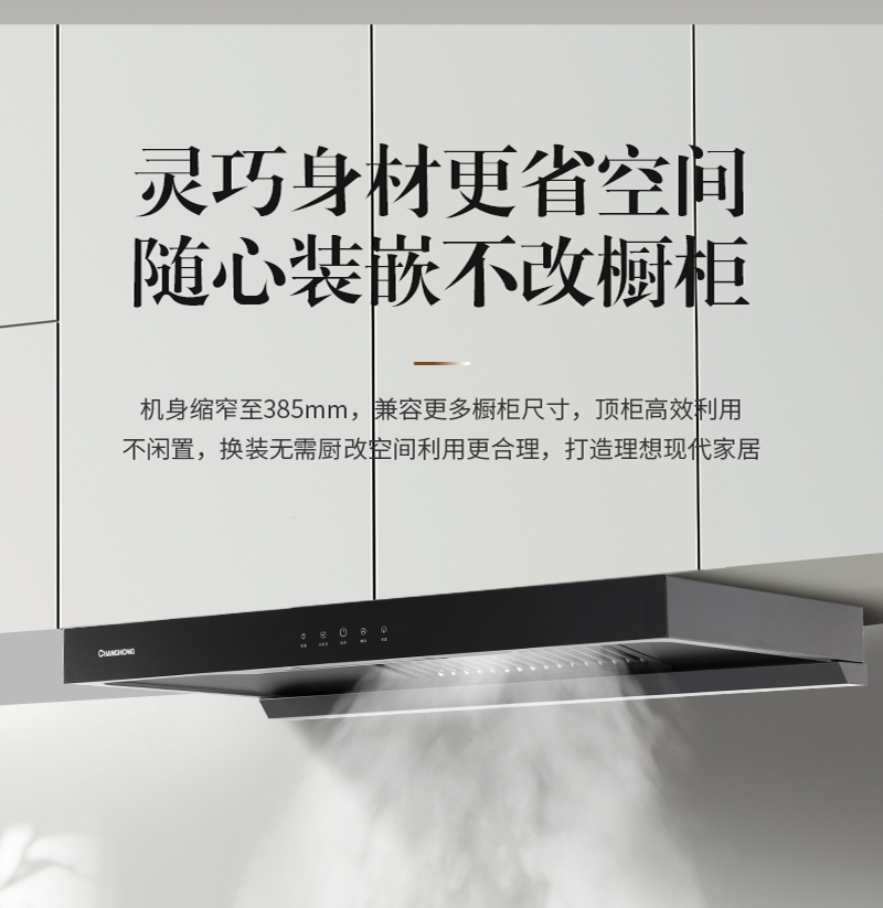 长虹 20m³大吸力挥手智控 E255欧式烟机+5.2kW猛火 一级能效 聚能炉架 B238S天然气灶具套装高清大图