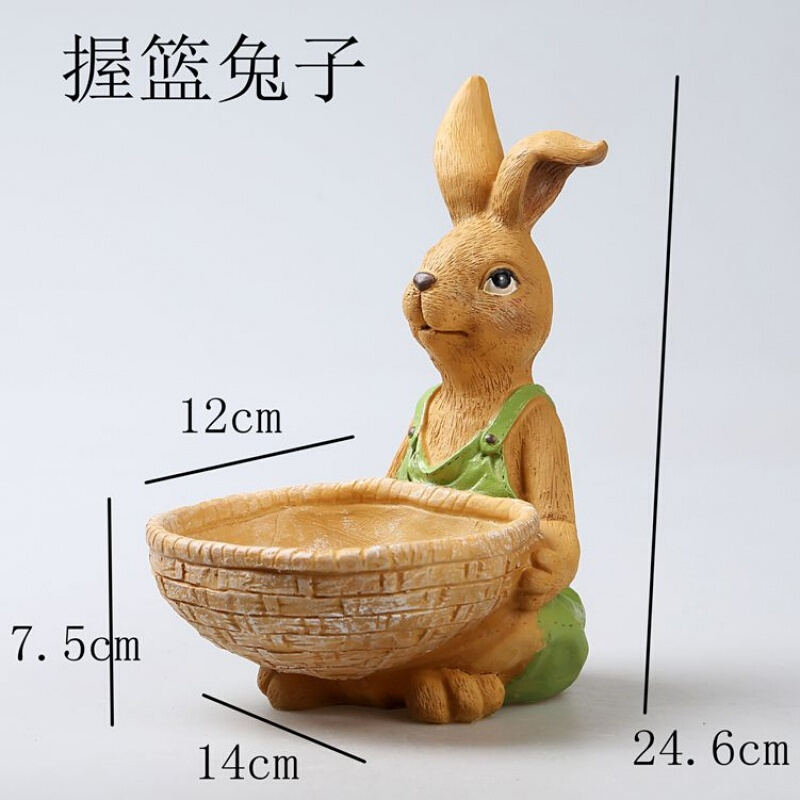 18新款大号口径小兔子多肉花盆器创意多肉植物小花盆非陶瓷白色主图大号绿色兔子中等