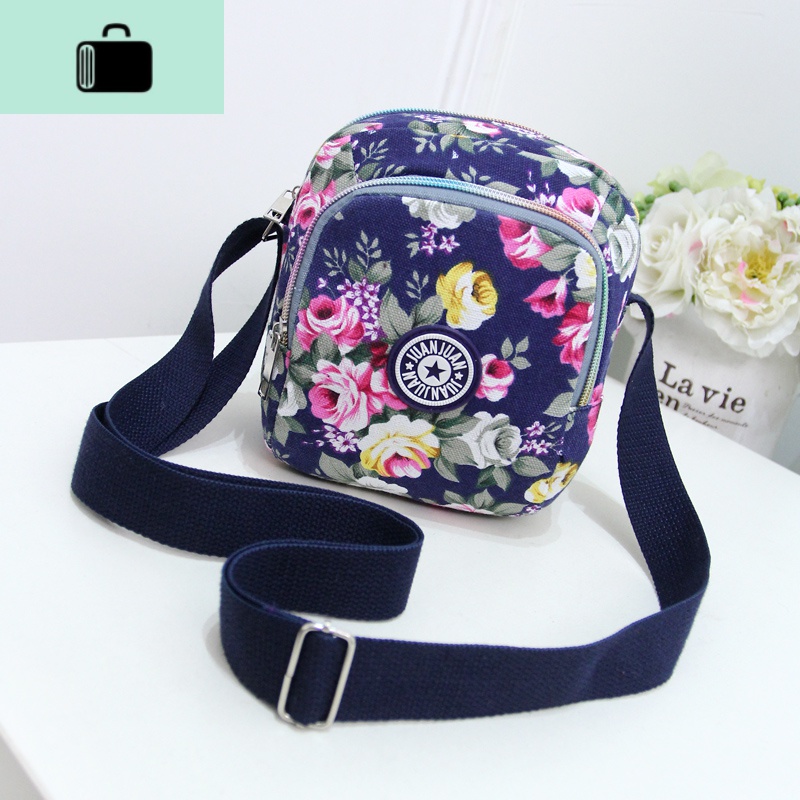 韩版斜挎包迷你小包尼龙帆布手机零钱包简约休闲女包NEW LAKE 竖版深蓝