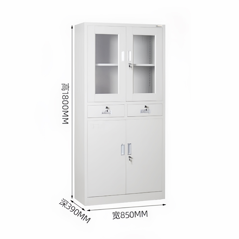 富莱斯宝 铁皮文件柜(中二斗)办公柜 1800*850*390mm /个高清大图