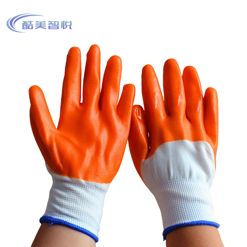 酷美智悦 浸胶pvc+尼龙半挂手套65g每包10双 KM-FH311 包高清大图