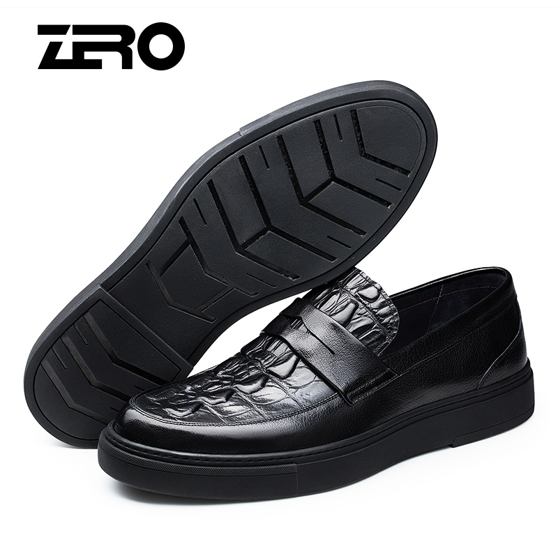 zero意大利零度皮鞋新品鳄鱼纹商务休闲男鞋头层牛皮男士休闲皮鞋子