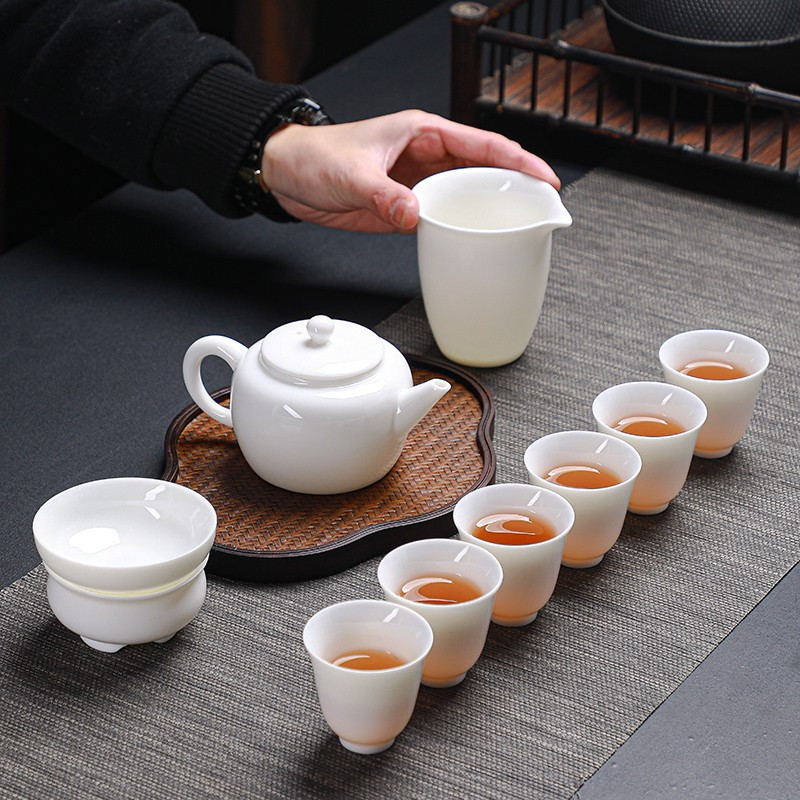 拓牌 10头亮光羊脂玉瓷 茶壶顺心杯套装 TP058
