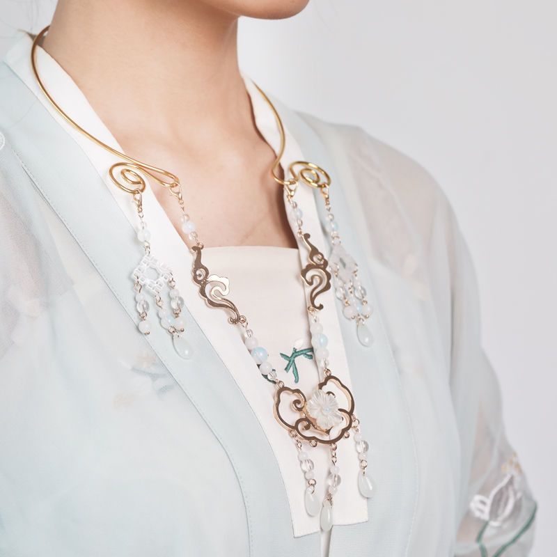 轻雨a款璎珞项圈明制配饰项坠饰品少女古风项链流苏吊坠景泰蓝汉服