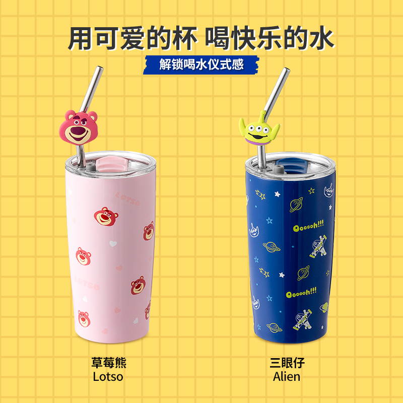 名创优品(miniso) wanju总动员系列茶具卡通杯身吸管钢杯550mL高清大图