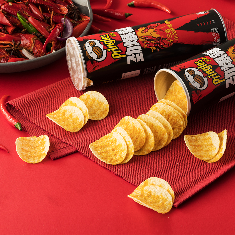 品客pringles薯片劲爆辣十三香小龙虾味110g5罐