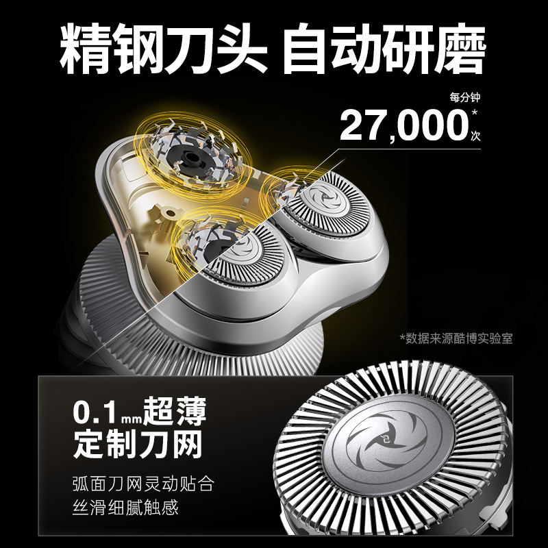 COOBO酷博智能剃须刀男士电动刮胡刀水洗旅行便携电动男士迷你便携式CB-GS666活力银/动感橙高清大图