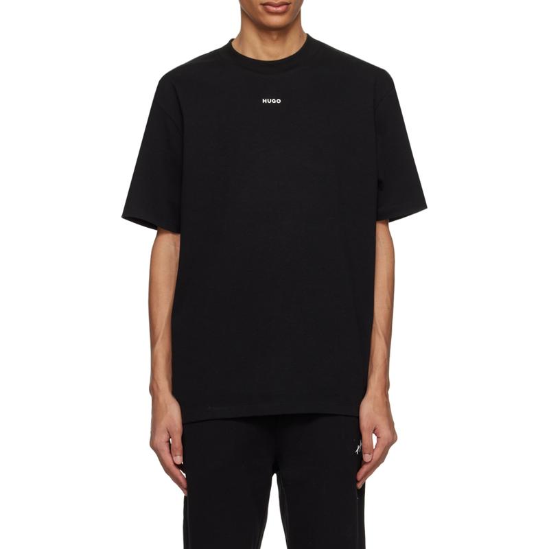 Hugo boss纯棉圆领短袖T恤男黑白色经典百搭标志性字母印花服饰高清大图