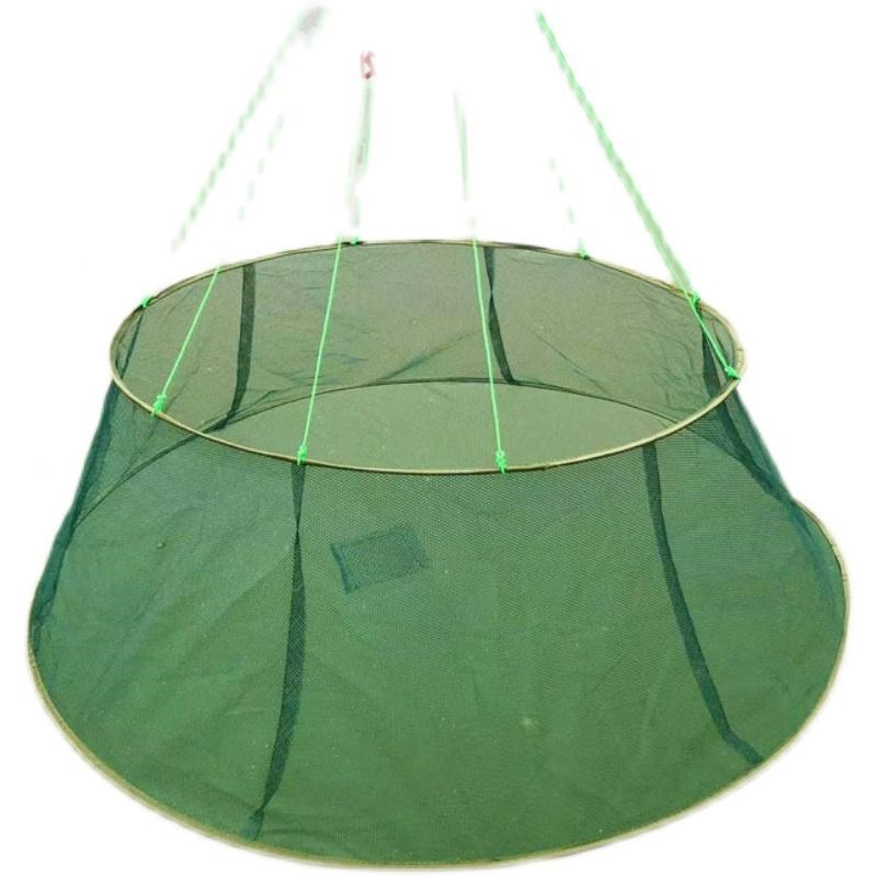 新型搬筝网魅扣捕鱼工具小鱼虾开放式倒口折叠提网抬网鱼网防逃捕渔网