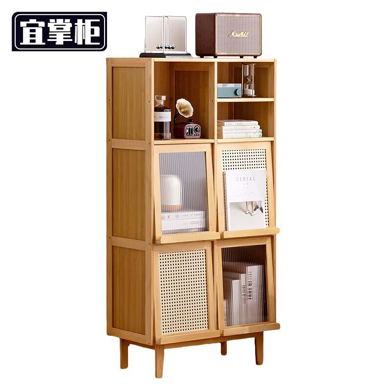 宜掌柜 书柜展示柜 书柜三层四门 台