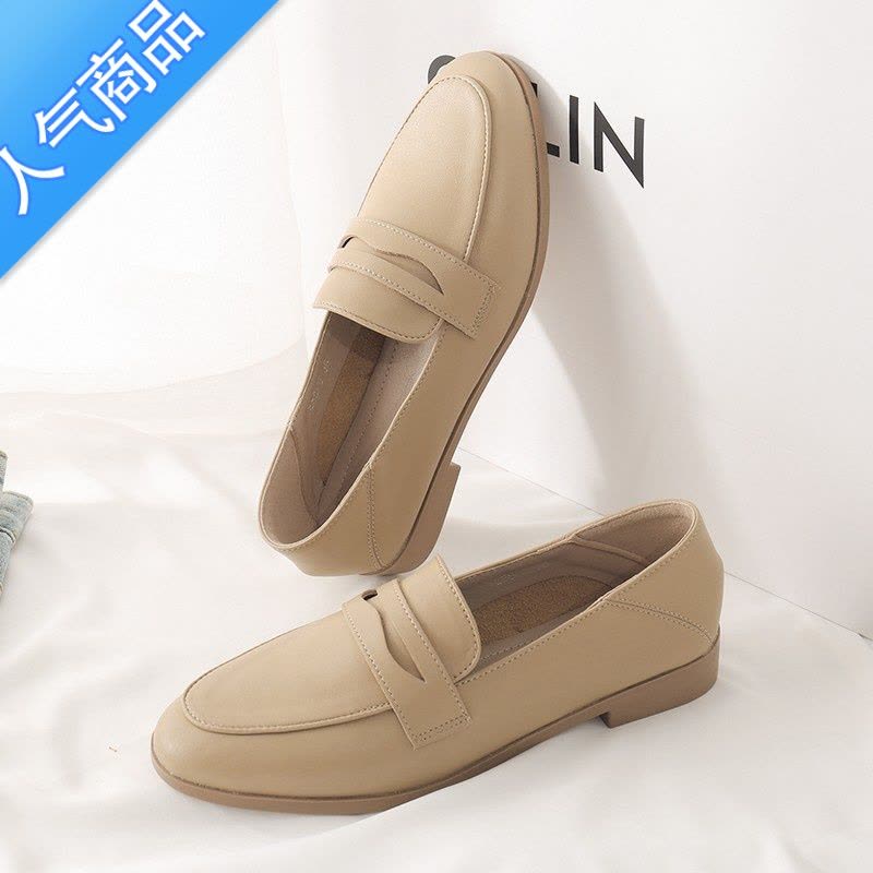 SUNTEK2023新款春秋软皮女单鞋软底一脚蹬薄款乐福鞋不累脚上班通勤图片