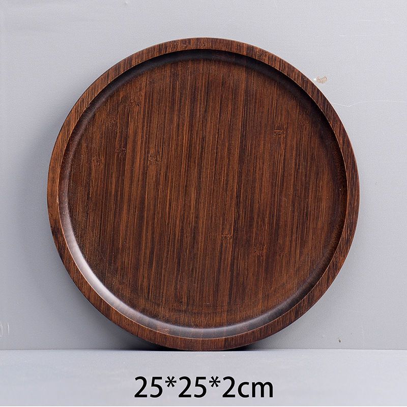 工厂批发实木披萨盘寿司盘西餐盘茶盘圆盘木盘子托盘水果盘胡桃木色全