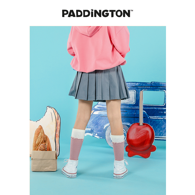 Paddington Bear帕丁顿熊童装女童裙子春款纯色百褶半身裙