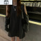 SUNTEK慵懒风灰色镂空露肩卫衣女2020秋季新款韩版中长款宽松长袖上衣潮卫衣