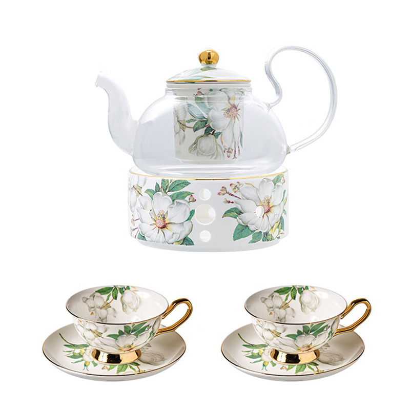 罗莱礼品 诗意游园山茶花茶壶杯碟组套装高清大图