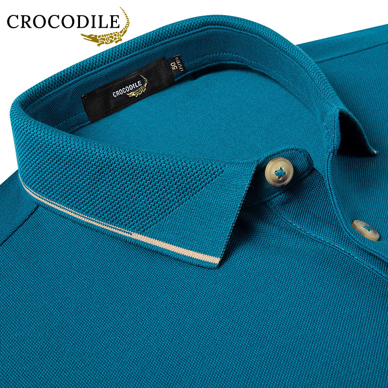 鳄鱼恤CROCODILE 男士商务百搭全棉舒适刺绣长袖POLO衫高清大图
