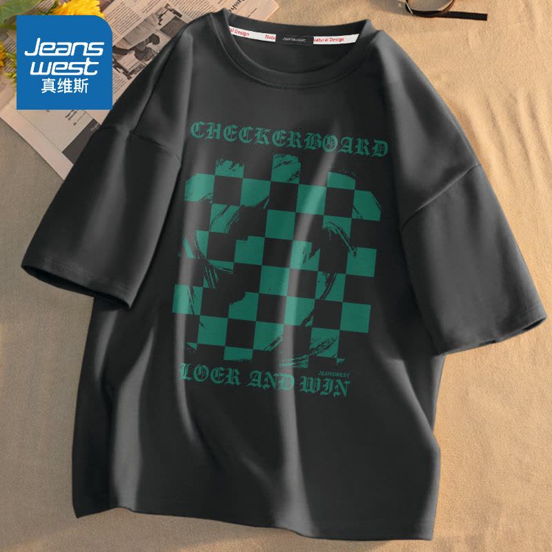 真维斯短袖男oversize大码宽松男装夏季新款潮牌加肥加大纯棉t恤图片