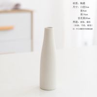 北欧简约ins插花干花花瓶陶瓷摆件电视柜客厅桌面装饰品花器摆件 小尖瓶[磨砂白]