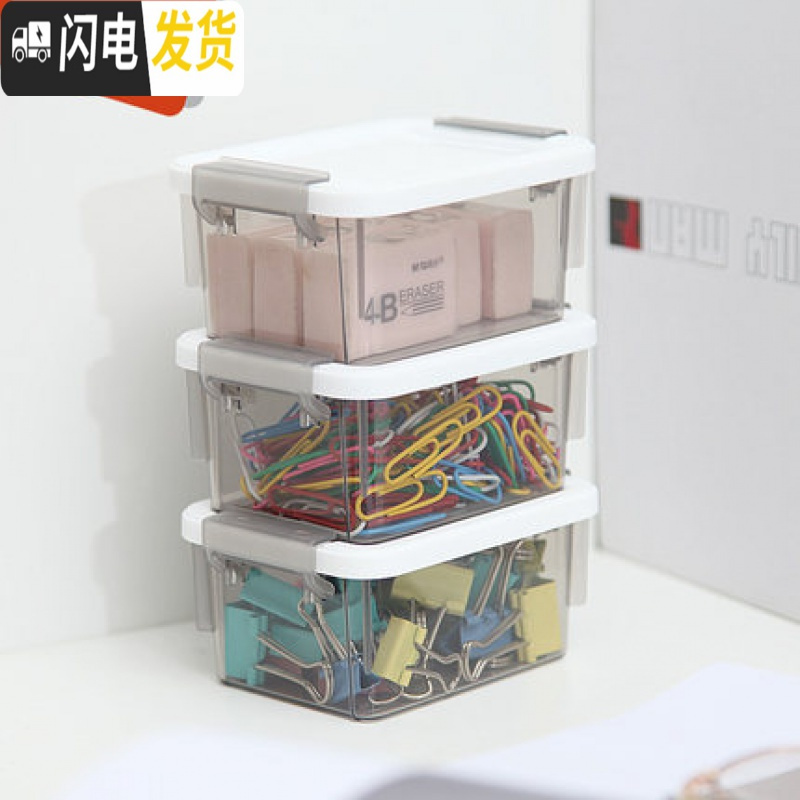 三维工匠塑料箱透明收纳箱迷你有盖大小号加厚衣服玩具储物收纳箱子高清大图