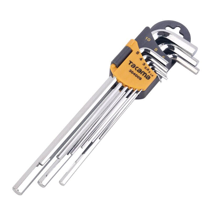 takama(高松)304009 9件套平头内六角扳手套装特长公制内六角螺丝刀S2