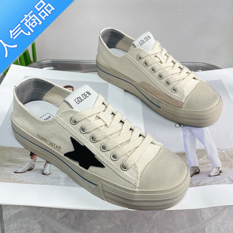 SUNTEK韩国东大门做旧帆布小脏鞋女2023秋季新款星星休闲平底板鞋脏脏2高清大图