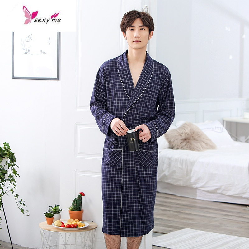 浴袍男士睡袍长款舒适长袖夏天薄款夏季透气睡衣男夏家居服fishbasket