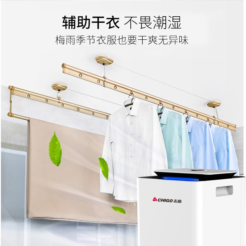 志高(CHIGO)除湿机家用吸湿机2.5L水箱净化抽湿机地下室去湿辅助干衣吸湿器除湿器ZG-FD1080(白色)