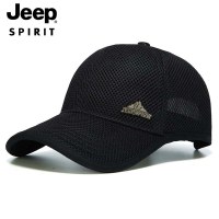 JEEPSPIRIT吉普帽子正品支持棒球帽春夏透气遮阳帽 黑色均码(56-61cm)可调节