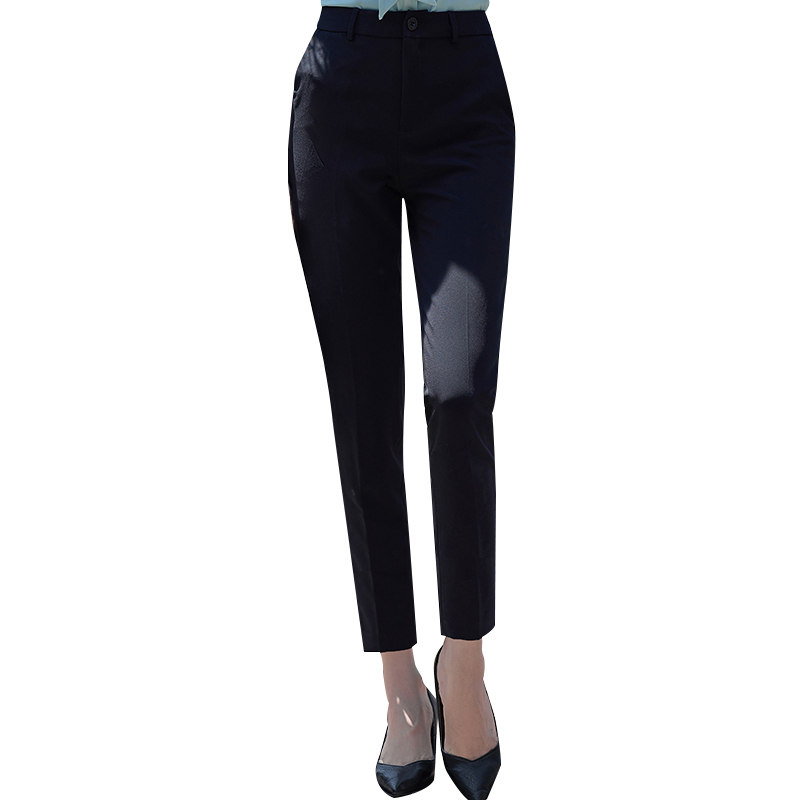 女先生女士西裤春秋职业垂感显瘦西裤女直筒高腰小脚裤宽松黑色九分