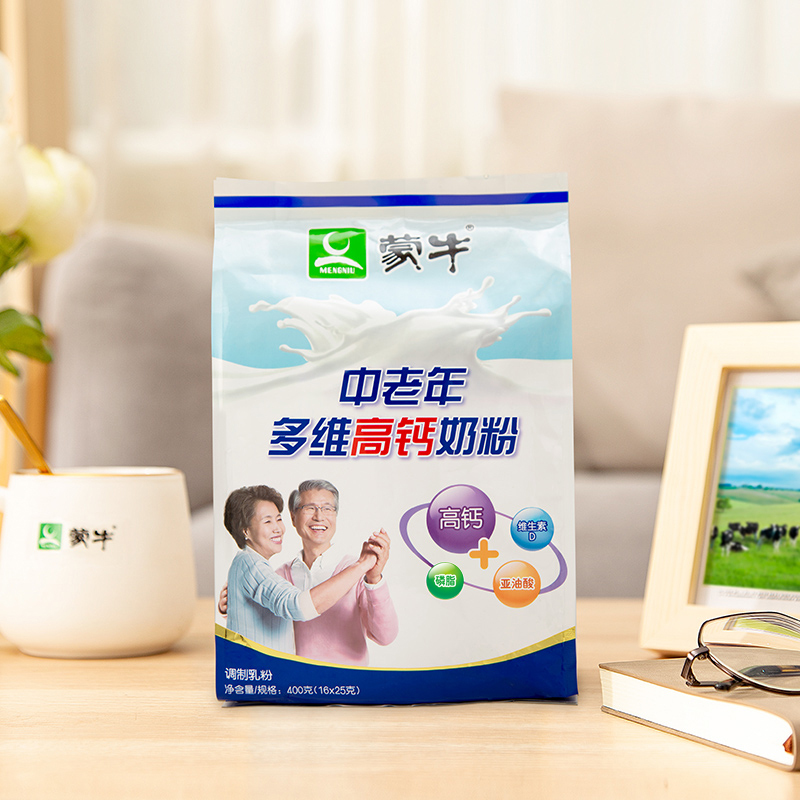蒙牛中老年人奶粉400g袋装成人男女士高钙营养早餐食品冲饮高清大图