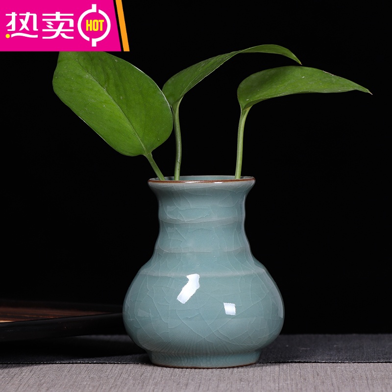 青瓷创意家居装饰品摆件手工个性时尚小花器台面水培花插花瓶fenghou 大肚瓶哥窑天青图片 高清实拍大图 苏宁易购
