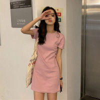 夏季韩版新款中长款连衣裙女学生修身时尚女装裙子衣服潮 XL 老客全店私密折扣