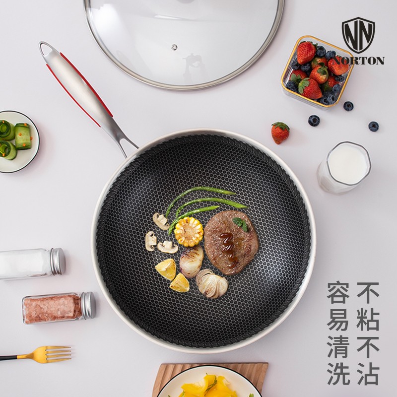 NORTON 瓦格尔全钢煎炒锅1JWGE034炒锅高清大图