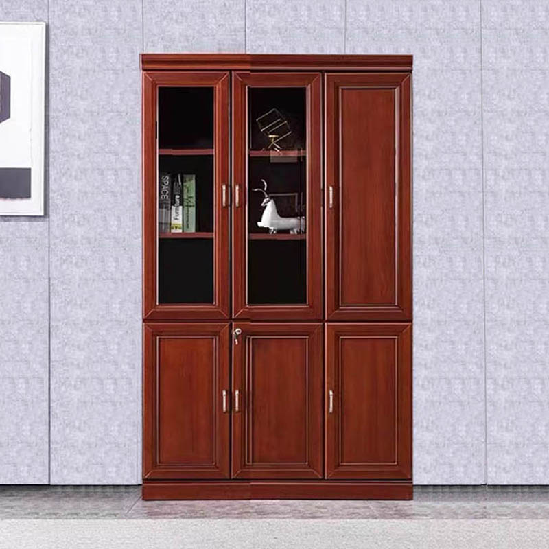 创世人文件柜贴木皮油漆书柜办公柜木质资料柜储物柜收三门高清大图