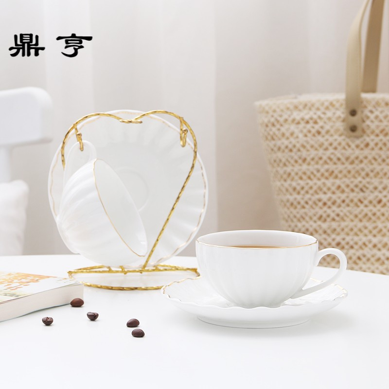 鼎亨北欧式咖啡杯碟套装陶瓷英式下午茶花茶杯骨瓷咖啡杯创意花茶