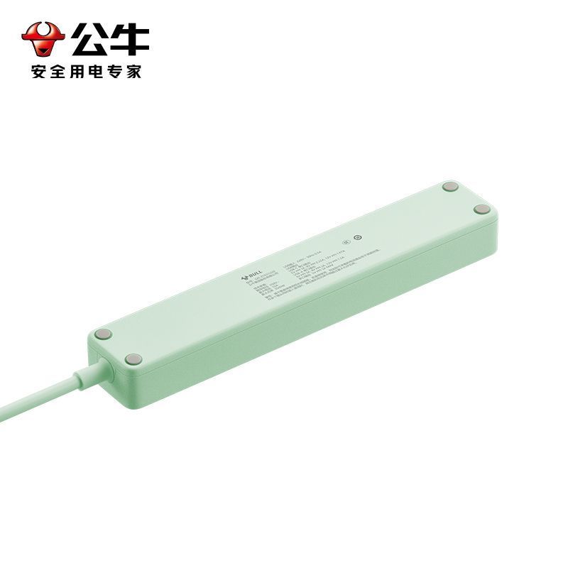 公牛(bull)GN-Z1031U20薄荷绿全长1.8米大学生宿舍开学习插座多功能快充usb多孔延长线超薄插排