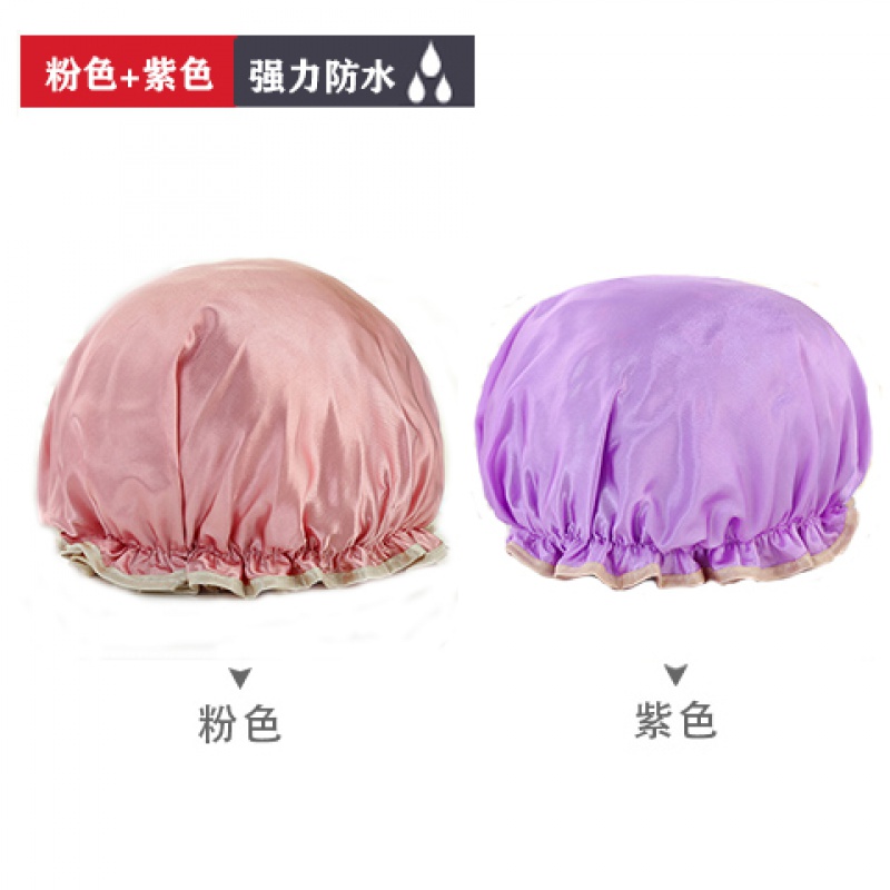 防水浴帽女款长发时尚洗澡帽发罩化妆头套厨房防尘防油烟帽子女款 三维工匠 2个装(粉色+紫色)高清大图