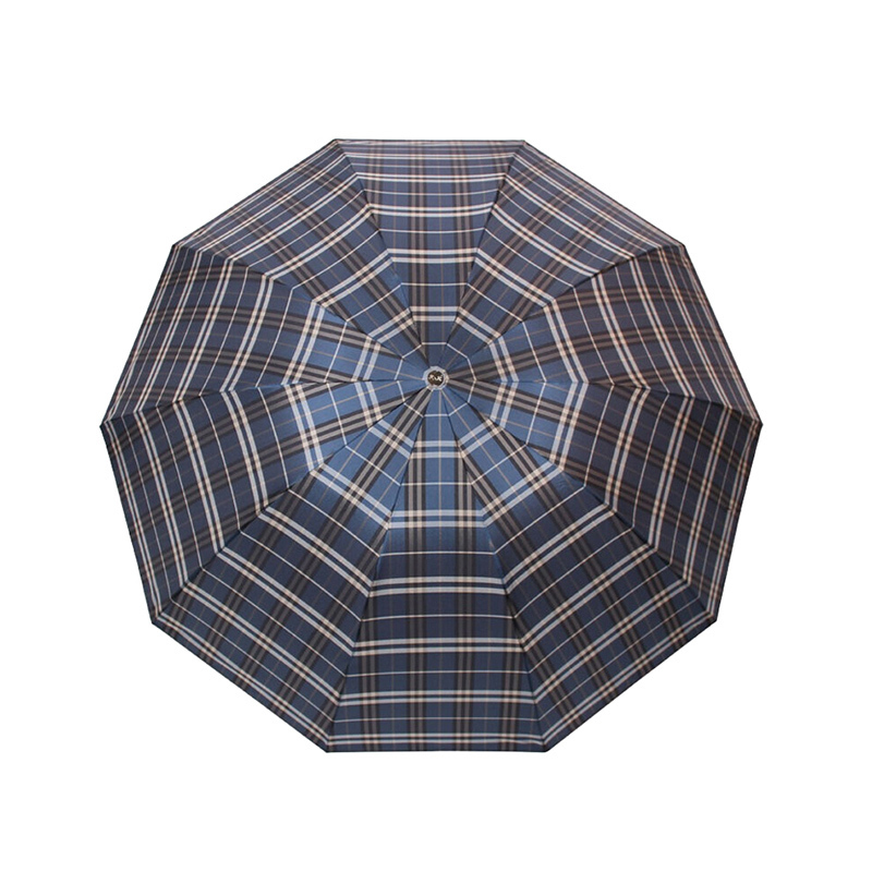 天堂伞 加大加固色织格线染黑胶三折商务晴雨伞太阳伞 32315E/31580ELCJ高清大图