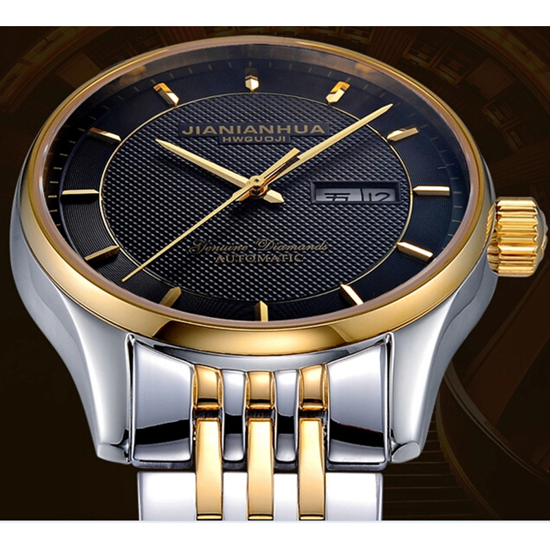 瑞士嘉年华CARNIVAL手表 新款商务系列防水男士全自动机械表 男正装时尚双日历精钢男表 精钢金属腕表8612G高清大图