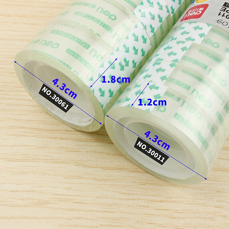 得力(deli)30014胶带透明易撕学生文具简约时尚透明小胶带12mm*20y*38um(12卷/筒) 2筒装