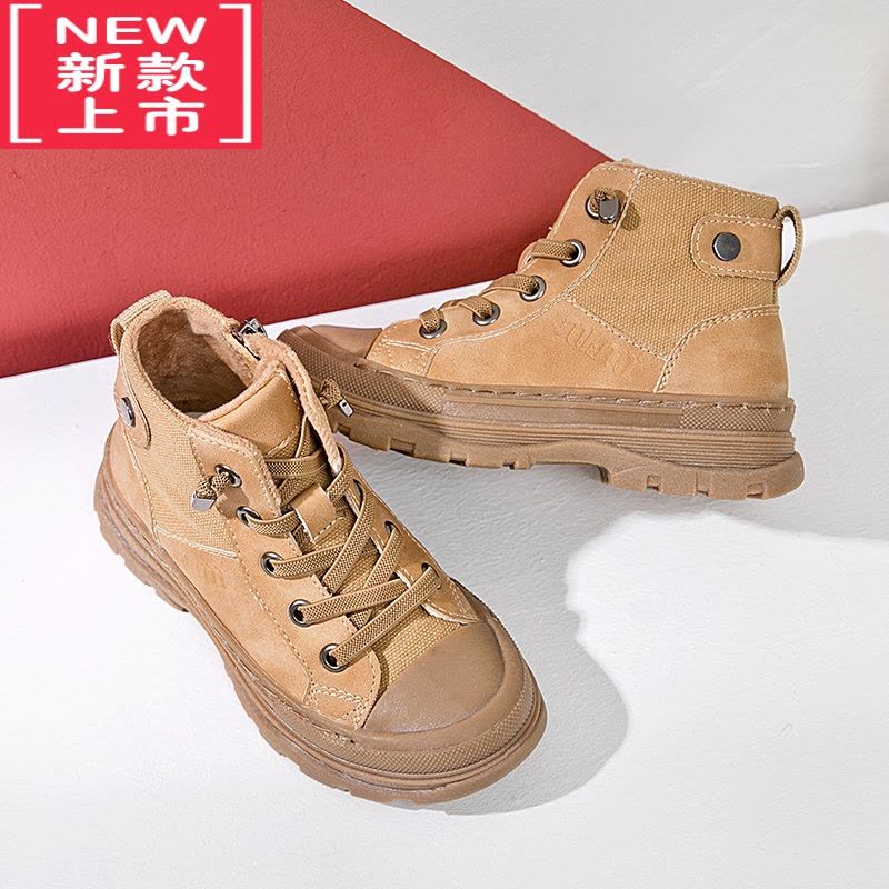 可莉允西班牙童鞋男童鞋马丁靴秋冬新款儿童靴子女童短靴加绒M21496图片