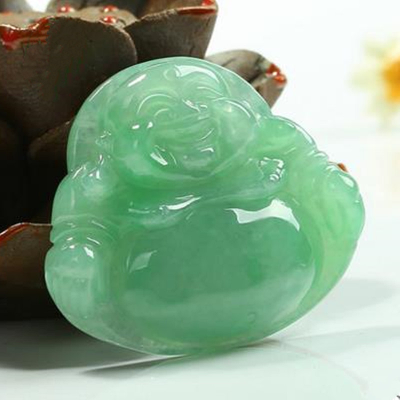 翡翠笑佛造型坠时尚男款女款项链锁骨链手饰品 带证书送女朋友七夕情人节礼物