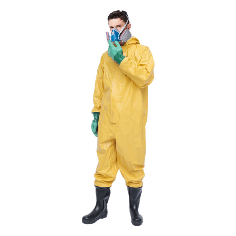 海固hg3wf耐酸碱防化服外置三级半封闭轻型防护服黄色l码一套