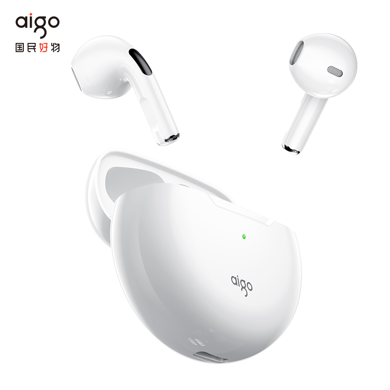 爱国者(aigo)T16 真无线蓝牙耳机半入耳式触控运动耳机 白色