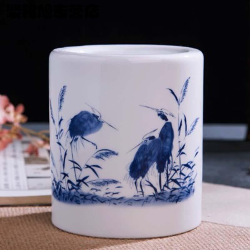 简约仿古陶瓷器笔筒摆件 教师节办公用品 文房四宝书房装饰摆设家居家用生活日用学习办公置物收纳笔筒桌面摆件收纳用品